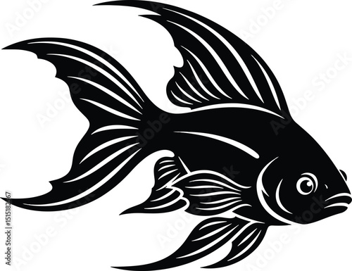 Cute Goldfish silhouette vector illustration
