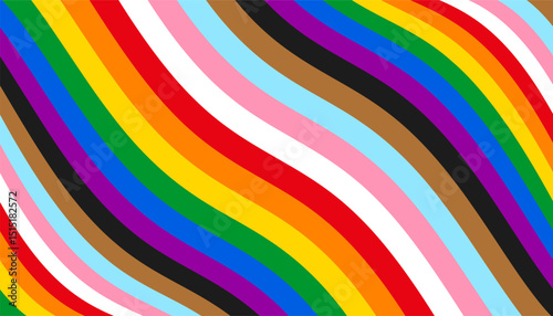 Pride wavy background, wave rainbow LGBT flag colors isolated, LGBTQ gay pride stripes background - stock vector
