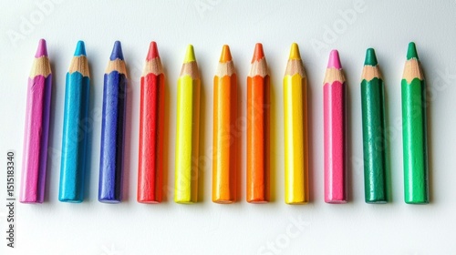 Colorful Pencils Aligned in a Row