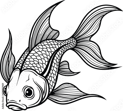 Cute Goldfish silhouette vector illustration