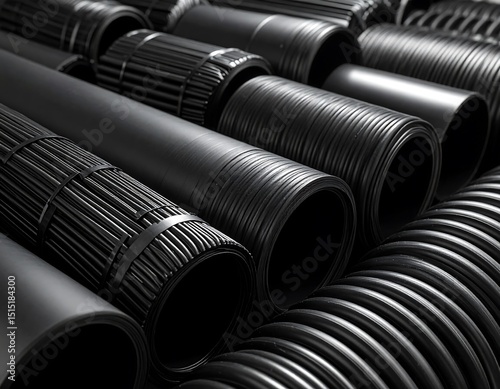 Close-up of black plastic pipes