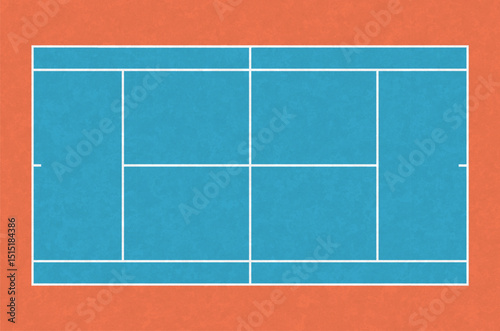 Top view tennis court ground with blue and brown