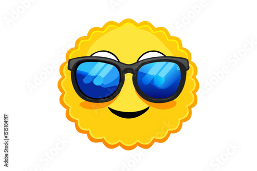 3d fluffy yellow emoji wearing sunglasses, white background