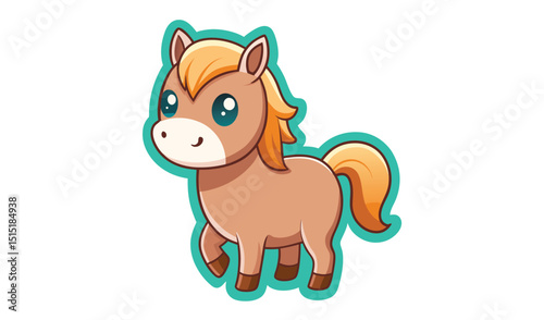 Cute cartoon pony isolated on white background