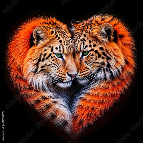 two tigers as a heart
