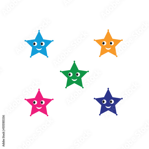 Smiling stars vector art illustration