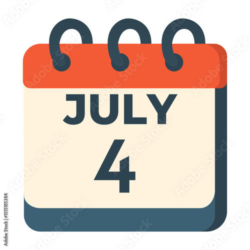July 4 calendar vector on white background
Vector calendar with date