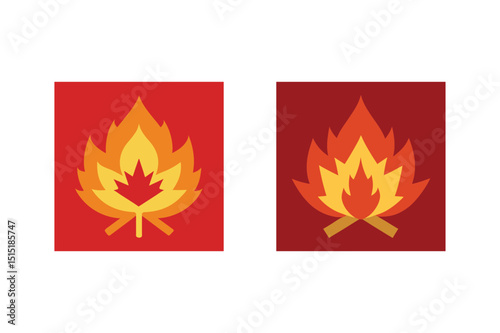Campfire flames maple leaf design two variations