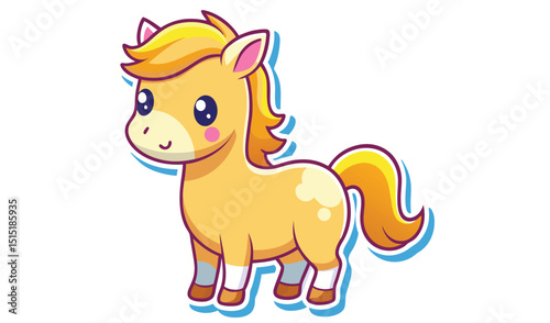 Cute cartoon horse isolated on white background