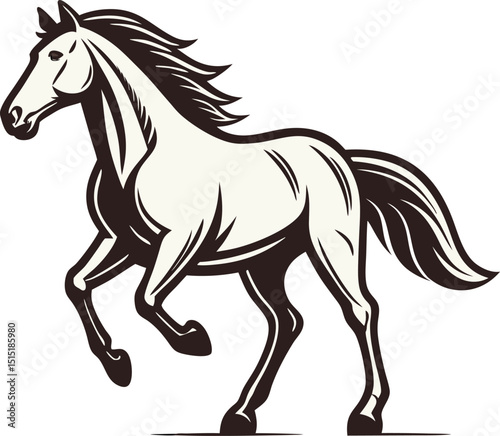 Horse in Motion Silhouette- Minimalist Dynamic Illustration