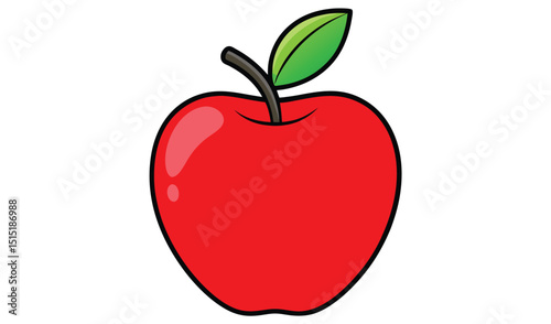 Red apple with leaf isolated on white background