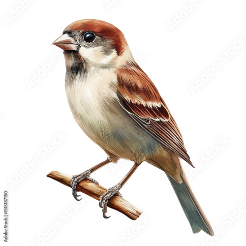 sparrow on white isolated background