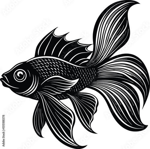 Cute Goldfish silhouette vector illustration