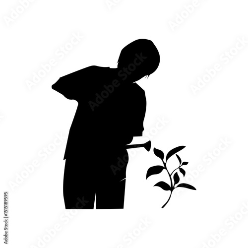 Silhouette of a person watering plants, World Environment Day