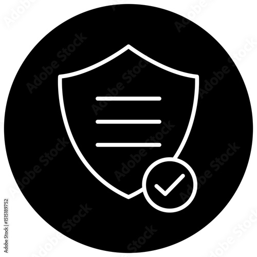 Security Black Circle Icon, Security Icon – Shield, Lock, Privacy, Cyber Protection Line Symbol
