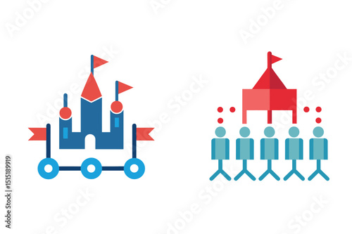 Strategic leadership team building castle concept