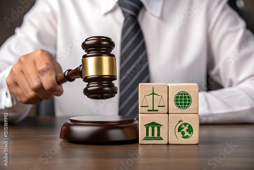 Gavel and Sustainability Cubes  Environmental Law, Global Justice, and Corporate Social Responsibility