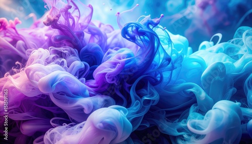 Abstract Colorful Swirls of Pink and Blue in Fluid Motion