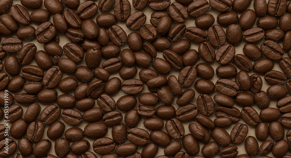 Fototapeta premium Roasted coffee beans background texture aromatic fresh coffee beans for espresso and cappuccino preparation