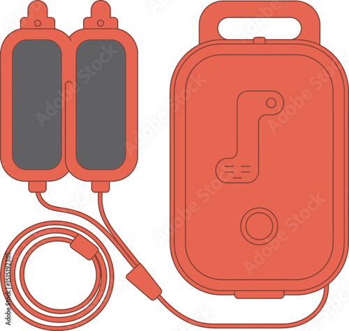 Colorful Vector Defibrillator Pads Emergency Device Icon for Healthcare