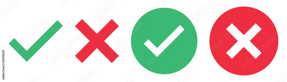 Check mark and cross mark icons Check mark and cross mark icons