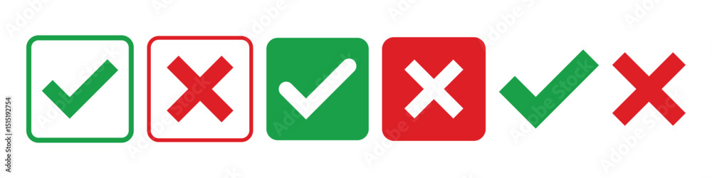 Obraz premium Check mark and cross mark icons