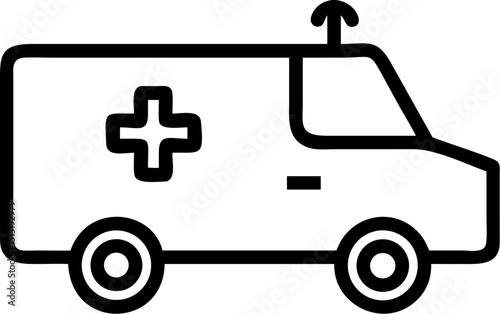 ambulance vector outline icon on white or transparent background	