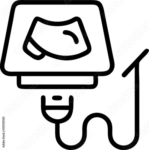 ultrasound machine vector outline icon on white or transparent background	
