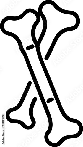  x-ray bone vector outline icon on white or transparent background	