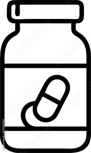 pill jar vector outline icon on white or transparent background	