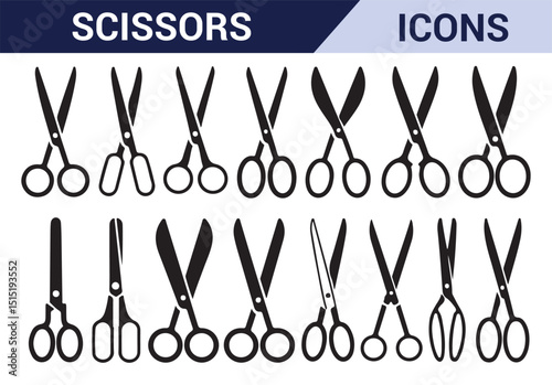 Vector illustrations of scissors, perfect for arts and crafts digital designs.