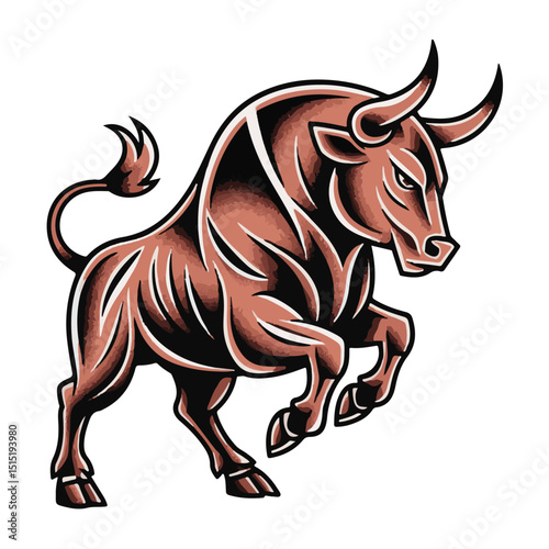 A cute cartoon vector illustration depicts a black bull head, a mammal from the farm