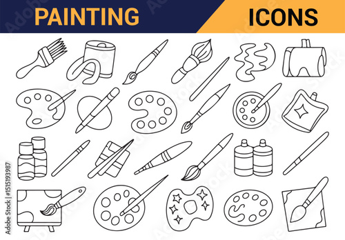 Artistic tools icons for use in design, drawing, and painting projects.