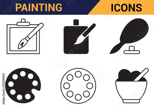 Minimalistic line art illustrations of art supplies for educational and creative content.