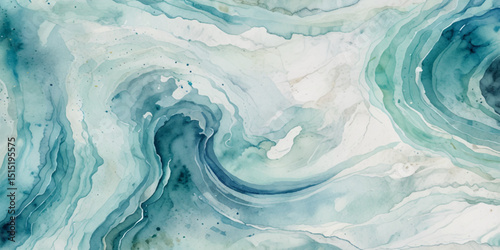 Vector watercolor ocean wave line blue and white background. Ocean sea art with natural template. Seamless soft blue ocean pattern wave water background.	