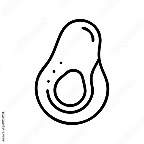 Outline of an avocado with a visible pit and smooth texture  