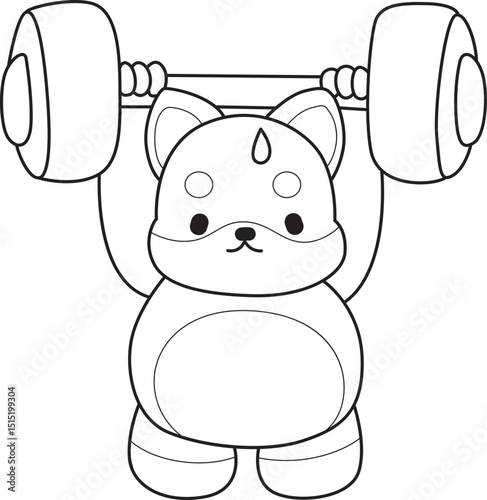 Outline of Cute puppy kawaii dog lovely animal vector icon. Coloring pages of Fluffy Shiba Inu pet stickers.