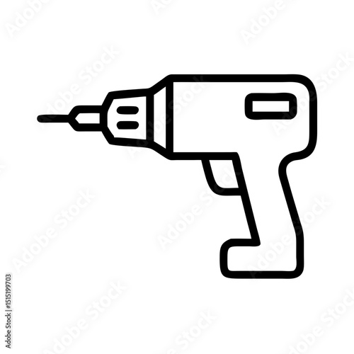 Power drill in simple line art design for repair concept  