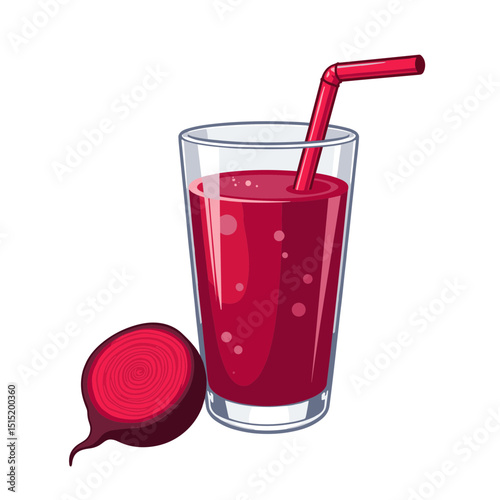 Beet juice vector, refreshing drink in glass on transparent background, perfect for healthy lifestyle