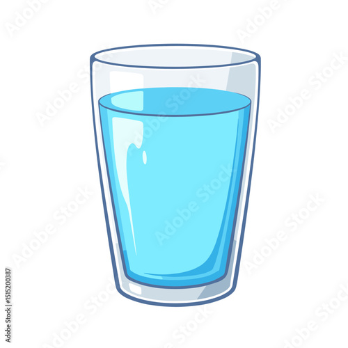 Glass of water vector, clear blue liquid on transparent background, refreshing hydration concept
