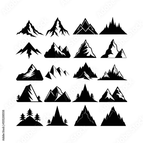 Diverse Mountain Silhouettes and Peaks
