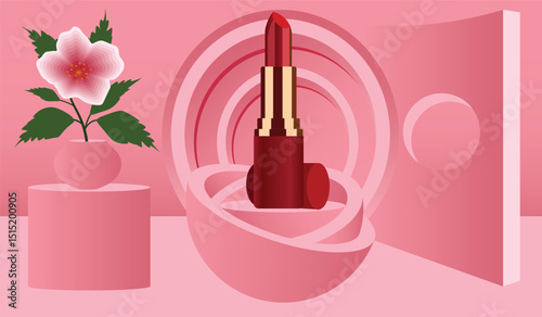 3D stage with plants for product showcasing perfect for mockup, banners, Ads, branding and Labels presentations template