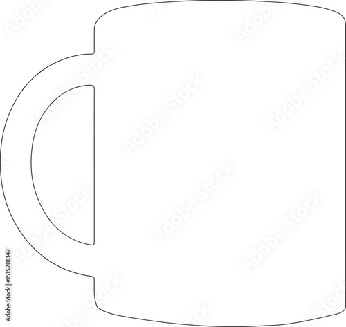 Clear empty glass mug for a single hot beverage like coffee or tea, isolated on white