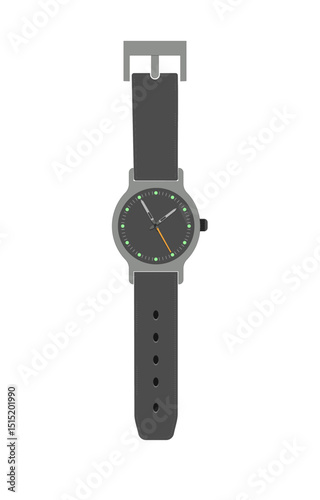 Modern Black Wrist Watch Vector Isolated Illustration Classic Timepiece Clipart for Fashion and Tech Design