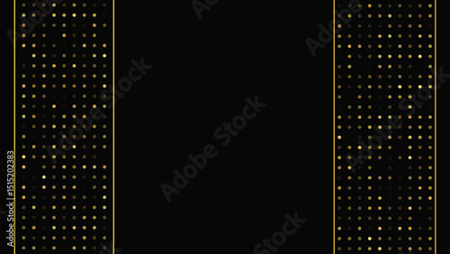 Dark background with golden lines and glittering dots