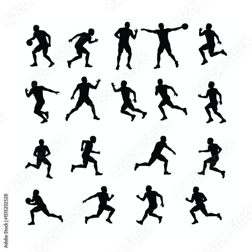 Wallpaper Mural American football player silhouettes action poses set Torontodigital.ca