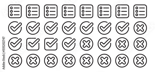 Set of checkbox and checkmark icons, ideal for form design and approval processes.