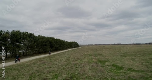 Bicycling Through Beautiful and Scenic Countryside on a Gloomy Cloudy Day Outdoors