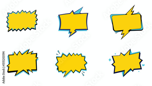 zigzag flash frame blank vector tag collection in yellow and cyan