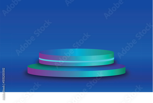 Blue color 3d podium stage background of empty space show scene modern studio backdrop presentation display or blank pedestal geometric product stand and dark platform  room on showcase wallpaper